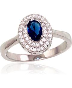 Sudraba gredzens #2101652(PRh-Gr)_CZ+CZ-B, Sudrabs 925°, rodijs (pārklājums), Cirkoni, Izmērs: 17, 2.8 gr. Sieviešu