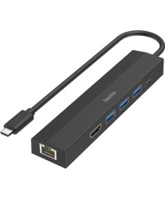 Hama USB-C Hub, 3x USB-A 3.2 Gen 1, USB-C, HDMI, LAN, black - USB hub Aдаптеры