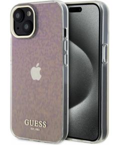 Guess IML Faceted Mirror Disco Iridescent Case Aizsargapvalks Priekš iPhone Apple 15 Neoriģinālie Maciņi