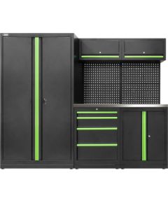 JBM Modulārs mēbeļu komplekts ar nerūsējošo tēraudu virsmu(13 gab.) - komplekts ar divām durvīm-skapīti (ref. 18105) Darbagaldi un darbnīcu mēbeles 