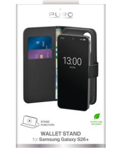 Samsung Galaxy S26+ Eco-Leather Wallet Case by Puro Black Oriģinālie maciņi