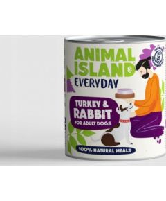 Animal Island ANIMAL ISLAND Indyk i królik - Karma mokra dla psów - 800g Suņu barība
