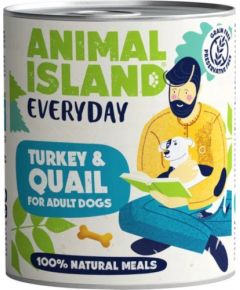 Animal Island ANIMAL ISLAND Indyk i przepiórka - Karma mokra dla psów - 800g Suņu barība