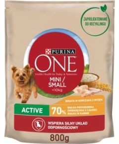 PURINA One Mini Active Chicken, Rice - Dry Dog Food - 800 g Suņu barība