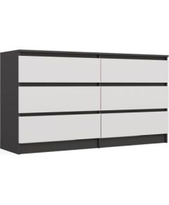 Top E Shop M6 MALWA CHEST OF DRAWERS 140 CM 6 DRAWERS ANTHRACITE/WHITE Jaunumi -Dārzam