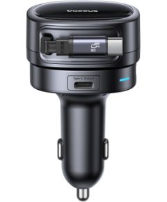 Baseus Auto lādētājs PrimeTrip VR1 60W 12-24V USB-A + USB-C QC PD ar ievelkamu 0,8 m USB-C kabeli, melns Новинки смартфонов и телефонов