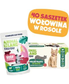 ANIMAL ISLAND wołowina w rosole karma dla kota monopak 40x85g Kaķu konservi
