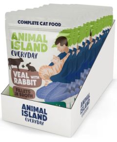 ANIMAL ISLAND cielęcina z królikiem saszetki dla kota 12x85g Kaķu konservi