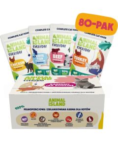 ANIMAL ISLAND wołowina/kurczak/indyk/ryba mix smaków 80x85g Консервы кошек