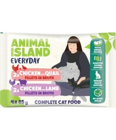 ANIMAL ISLAND kurczak/przepiórka/jagnięcina saszetki dla kota 4x85g Kaķu konservi