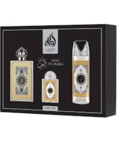 Lattafa King Of Arabia Dárková sada EDP 100 ml, deospray 200 ml a EDP 20 ml 100ml Парфюмерные наборы