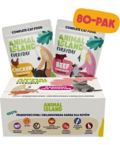 ANIMAL ISLAND wołowina/kurczak w rosole dla kota 80x85g Kaķu konservi