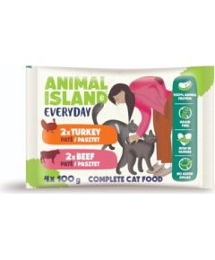 ANIMAL ISLAND wołowina/indyk saszetki dla kota 4x100g Консервы кошек