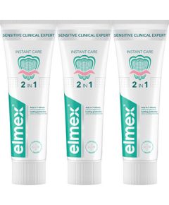 Elmex Sensitive Clinical Expert Instant Care Trio Tootpaste - Zubní pasta 75ml Zobu pastas un mutes dobuma skalojamie līdzekļi