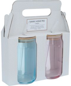 Glass jar CLASSIC 2pcs 500ml, with lid and glass straw Jaunumi, mēbeles, māja