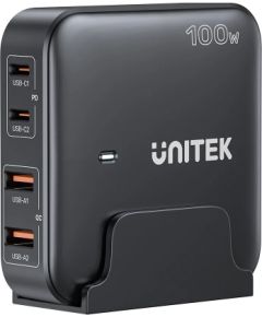 GaN network charger - Unitek P1229ABK01-EU | 100W 2x USB-C 2x USB-A Зарядные устройства