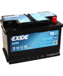 EXIDE START-STOP AGM EK700B 12V 70Ah 760A(EN) 278x175x190 0/1 EAN3661024038164 Akumulatori