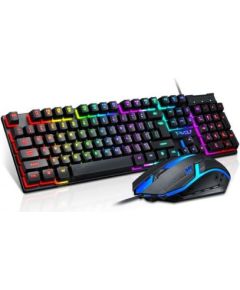 iLike   PC Gaming Keyboard (EN) mechanical feel keys + Gaming Mouse set with LED Black Klaviatūras
