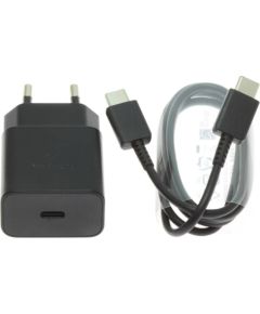 EP-T1510EBE + EP-DA705BBE Samsung 15 Вт дорожное зарядное устройство + USB-C|USB-C Data Cable черный (OEM) Зарядные устройства