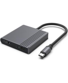 Dokstacija Gembird USB-C to HDMI + DP 4K 60Hz, black 18cm Dokstacijas portatīvajiem datoriem