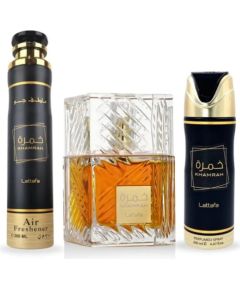 SET LATTAFA Khamrah EDP spray 100ml + DEO spray 200ml + AIR FRESHENER 300ml Jaunumi - Datori