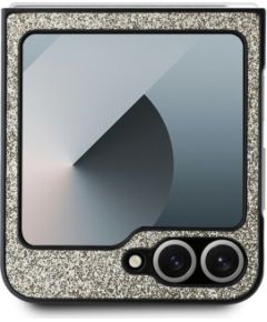 Guess PC/TPU Glitter Flakes Metal Logo Case Aizsargapvalks priekš Samsung Galaxy Z Flip 6/7 FE / zelts Neoriģinālie Maciņi