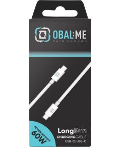 OBAL:ME LongRun USB-C|USB-C kabelis | 60W | 1m | balts Data USB kabeļi
