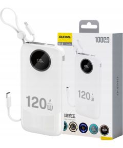 Dudao   120W fast charge built-in cable digital display 10000mAh White Power Banks