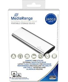 MediaRange 240 GB, external SSD (silver, USB-C 3.2 (10 Gbit / s), external) Ārējie cietie diski HDD SSD