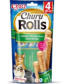 INABA Churu Rolls Chicken recipe wraps Tuna recipe - cat treats - 4x10 g Kaķu sausā barība