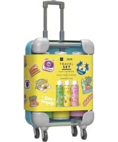 Alkotest HISKIN_SET Travel Mini Walizka szampon do włosów 95ml + odżywka do włosow 95ml + żel pod prysznic 95ml  Żółta Smaržas - NESAKĀRTOTS