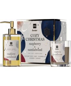 Alkotest HISKIN_SET Cozy Christmas mydło do rąk Malina i Drzewo Sandałowe 250ml + świeca Malina i Drzewo Sandałowe 150g Smaržas - NESAKĀRTOTS