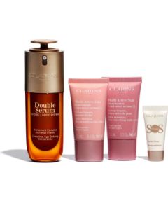 Set Clarins: Double, Anti-Ageing, Serum, For Face, 50 ml + Multi Active Jour, Age-Defying, Day, Cream, For Face, 15 ml + Multi Active, Smoothing, Night, Cream, For Face, 15 ml + S.O.S., Moisturizing, Liquid Primer, 5 ml *Miniature Парфюмерные наборы