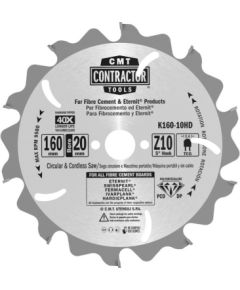 Griešanas disks šķiedru cementam CMT K160-10HD; 160x20 mm; Z10; 5° Zāģripas