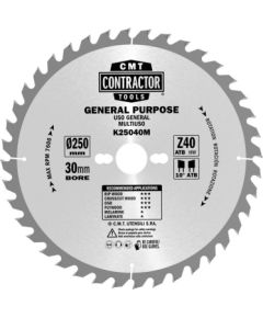 Griešanas disks kokam CMT K21624M; 216x30 mm; Z24; -5° Zāģripas