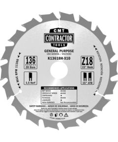 Griešanas disks kokam CMT K30072M; 300x30 mm; Z72; 18° Zāģripas