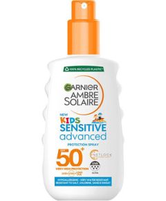 Garnier Ambre Solaire Protection Spray SPF 50+ - Dětský ochranný sprej pro citlivou pokožku 150ml Ķermeņa kosmētika