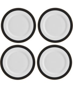 MIKASA LUXE DECO PUSDIENU ŠĶĪVJI 27.5CM, KOMPL.4GAB, BALTS/MELNS, PORCELĀNS, Mikasa Šķīvji