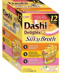 INABA SILKY BROTH Kurczak Ryba Przegrzebki karma mokra dla kota 12x40g- 480g Kaķu konservi