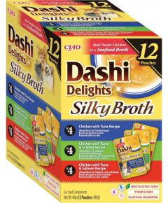 INABA SILKY BROTH mix formuł z kurczakiem karma mokra dla kota 12x40g- 480g Kaķu konservi