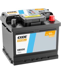 50Ah 450A akumulators EXIDE EB500 207x175x190-+ Аккумуляторы