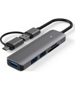 Extradigital Adapter USB 3.0 - 3 x USB 3.0, SD, TF USB / Type-C Hub