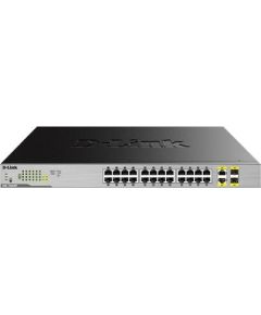 D-Link Switch DGS-1026MP Unmanaged, Rack mountable, 1 Gbps (RJ-45) ports quantity 24, SFP ports quantity 2, PoE/Poe+ ports quantity 24, Power supply type Single