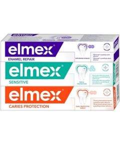 Elmex Mix Trio Toothpaste Set - Sada zubních past 75ml Zobu pastas un mutes dobuma skalojamie līdzekļi
