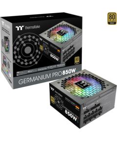 Thermaltake Germanium Pro RGB 850W (black, 1x 12-pin high power GPU, 4x PCIe, cable management, 850 watts) Datoru barošanas bloki