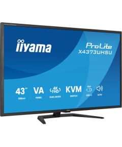 Iiyama ProLite X4373UHSU-B2 (108 cm (42.5 inches), black (matt), UltraHD/4K, VA, dual-mode, FB, USB hub, KVM) Телевизоры