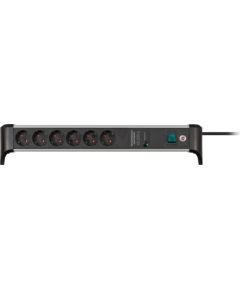 Brennenstuhl Alu-Office-Line 6-way power strip for the desk, black/aluminum, 3-meter cable, 60,000A surge protection Strāvas pagarinātāji