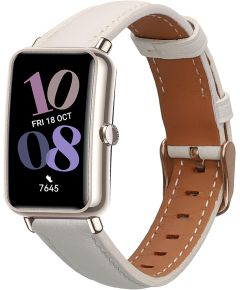 (Ir veikalā) Pulksteņa ādas siksniņa Huawei Watch Fit Mini White Brown Smart-Watch aksesuāri