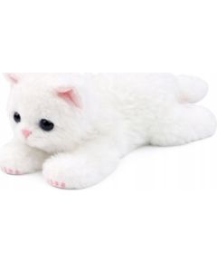 LeanToys Pluszowa Maskotka Przytulanka Kotek Leżący Biały 38 cm Mīkstās rotaļlietas