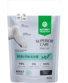 Nature's Protection SUPERIOR CARE White Grain Free Adult White Fish&Krill 85g Suņu barība